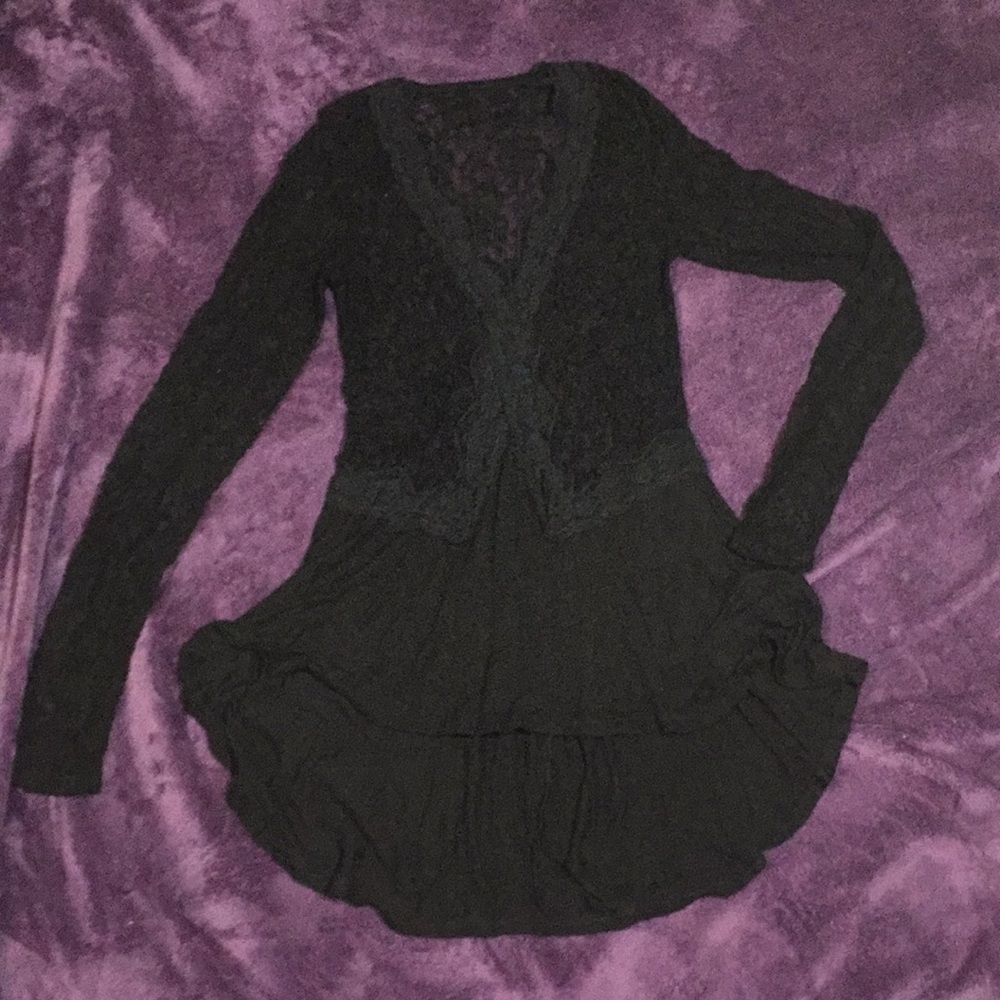Goth Stretch Lace Top with Soft Flutter Bottom XS